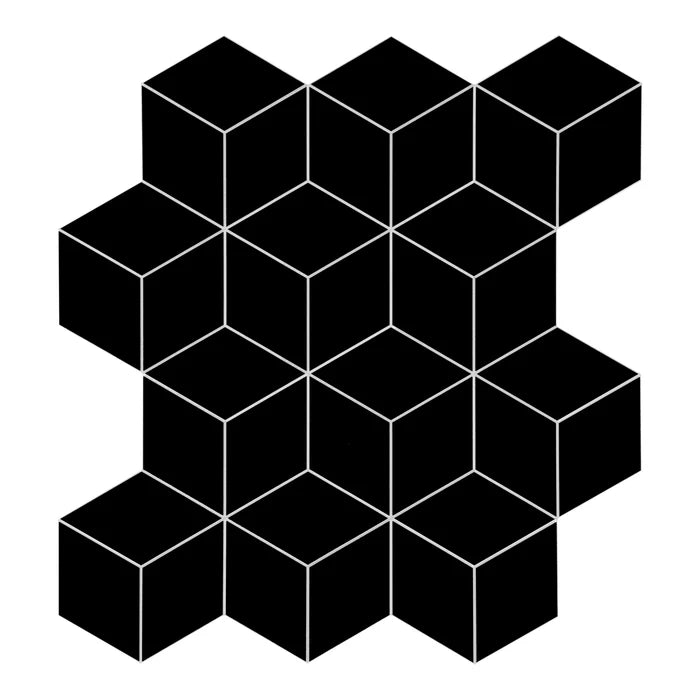 3D CUBE RHOMBUS BLACK