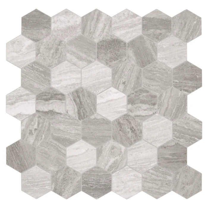 2" HEXAGON GREY MARBLE