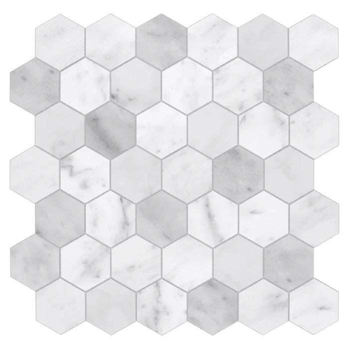 2" HEXAGON WHITE MARBLE