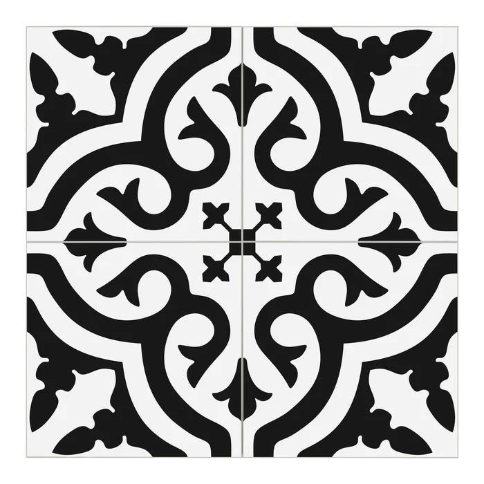 ENCAUSTIC PATTERNED BLACK AND WHITE