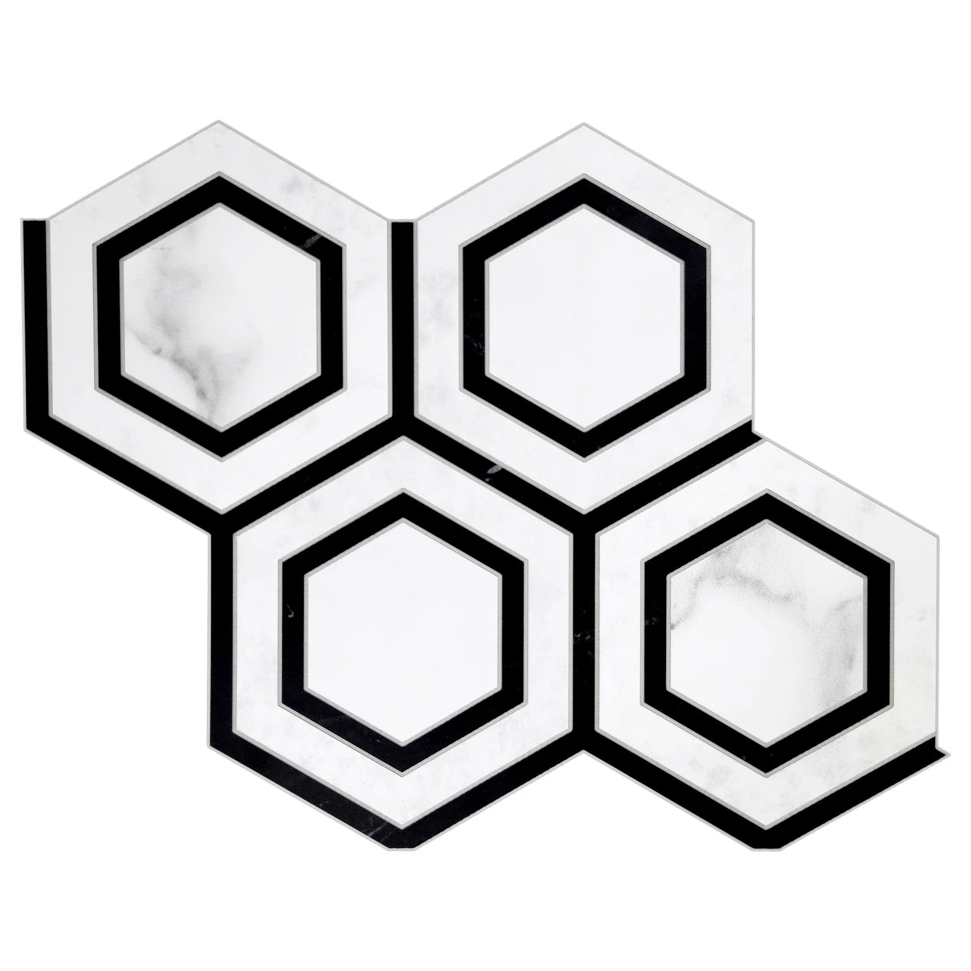 WATERJET HEXAGON BLACK AND WHITE